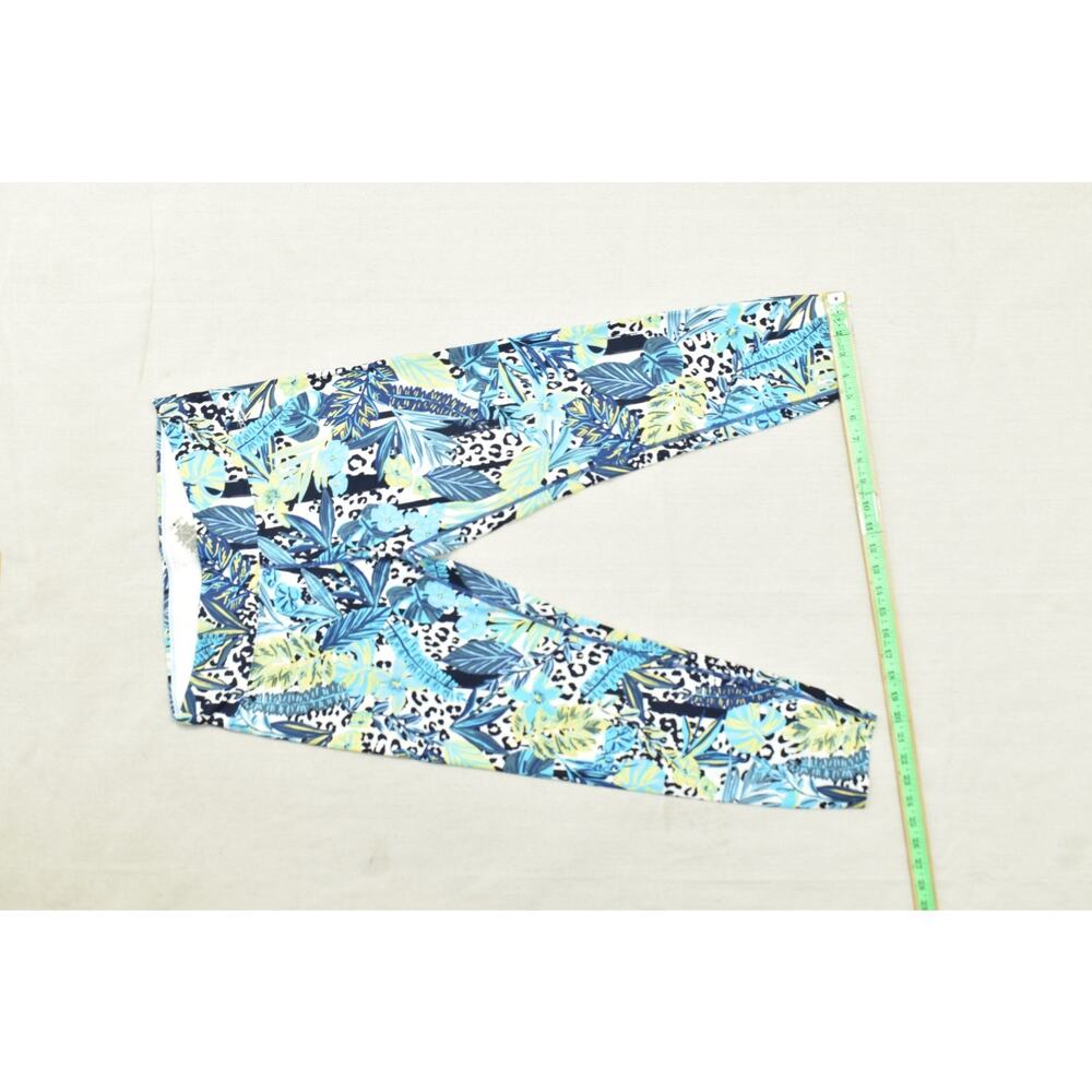 Calvin Klein Performance Women XL Tropical Floral Animal Print Leggings Blue Gr - Picture 2 of 8